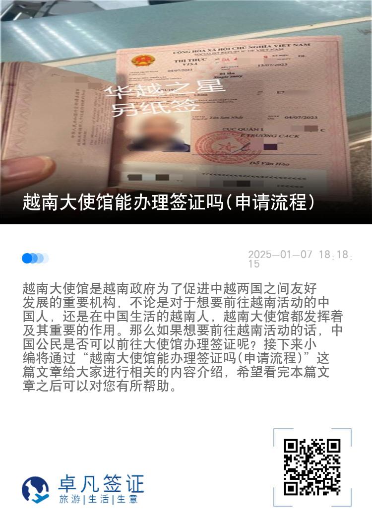 越南大使馆能办理签证吗(申请流程)